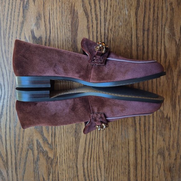 NWOB Birdies Brown Velvet Jeweled Smoking Loafer Size 9.5 - Picture 16 of 16